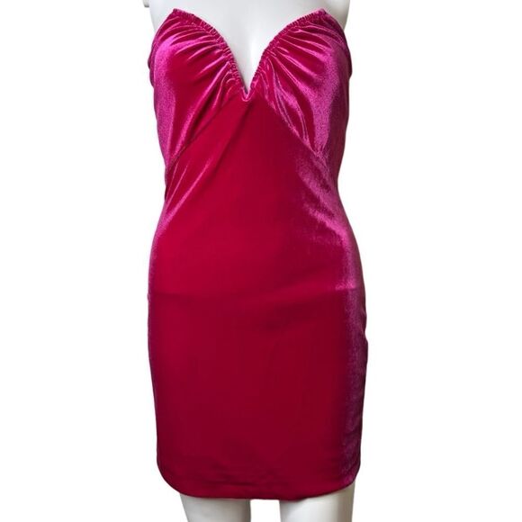 SO Alter Ego Strapless Velet Mini Dress Hot Pink Size XS - Picture 2 of 4